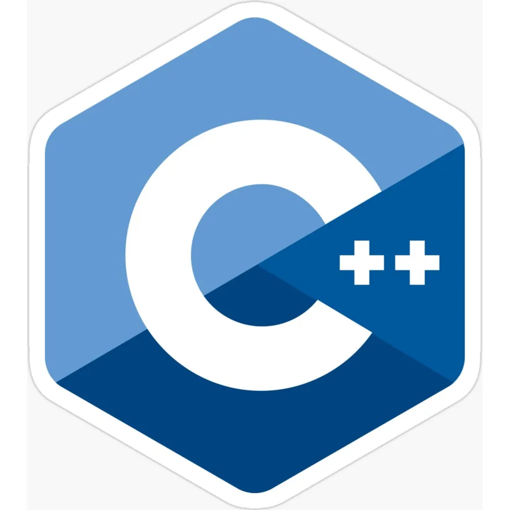 A blue hexagonal badge containing the letters C plus plus in white
