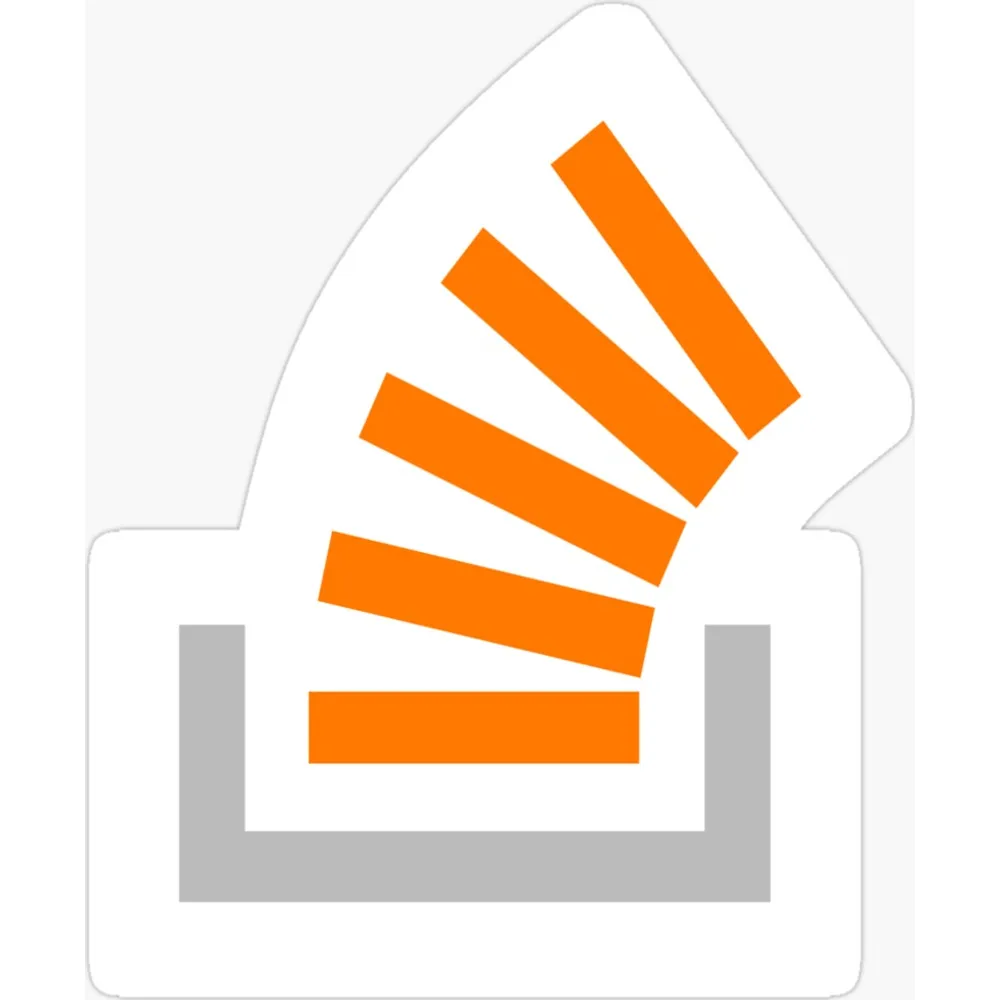 An orange fan of angled bars rising from a grey tray shape