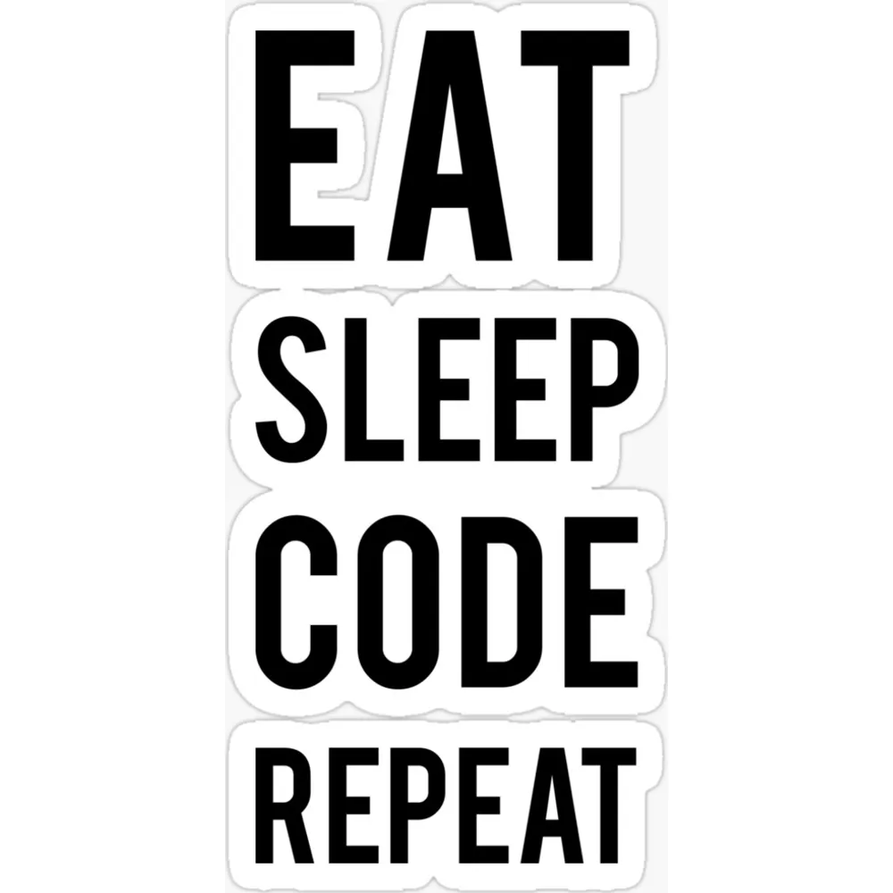 Typographic design with the words Eat Sleep Code Repeat stacked in four lines