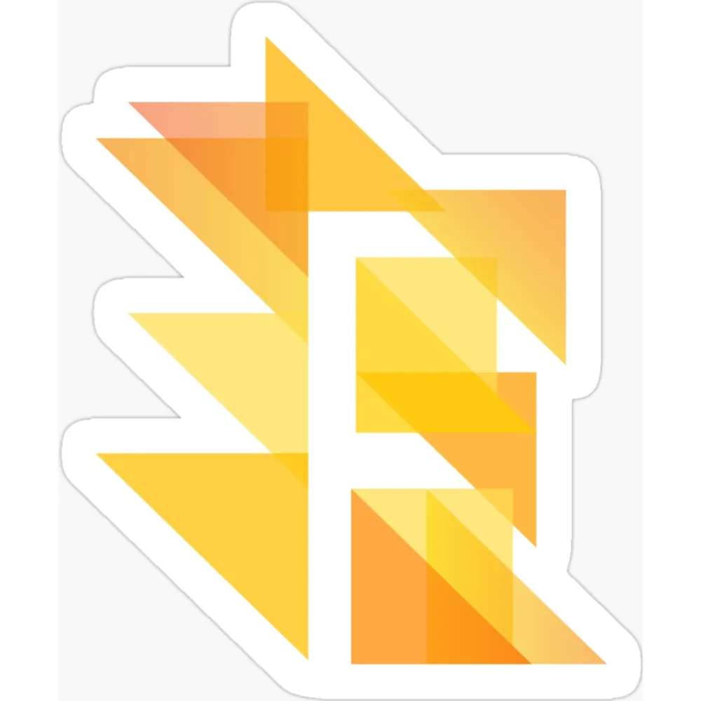 The Flow type checker logo, an angular letter F in overlapping yellow and orange facets