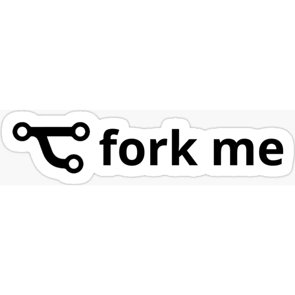 A git branch graph icon followed by the words fork me in black type