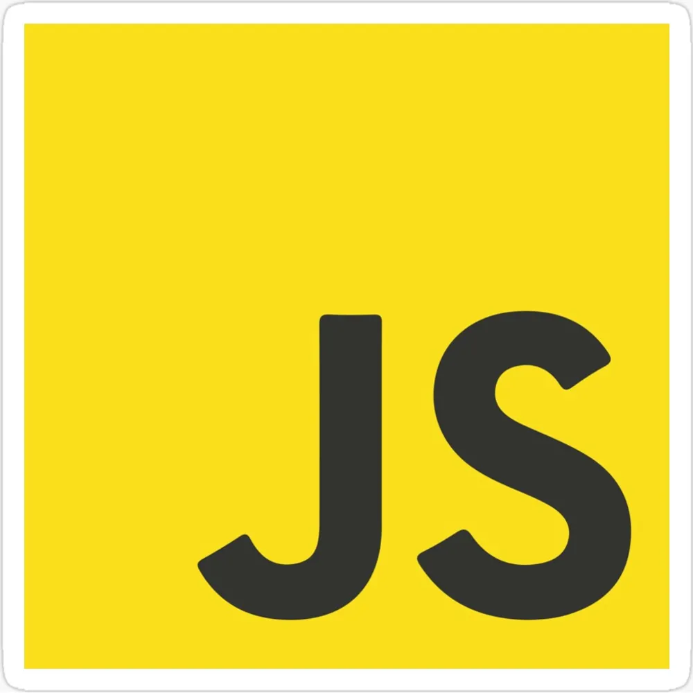 The JavaScript logo, black JS letters on a bright yellow square