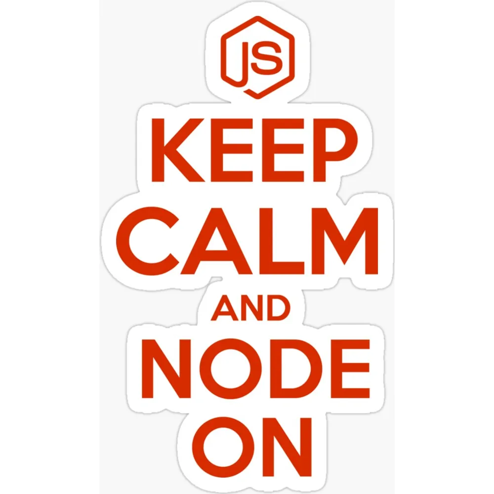 Keep Calm And Node On in red capitals beneath the Node.js hexagon logo