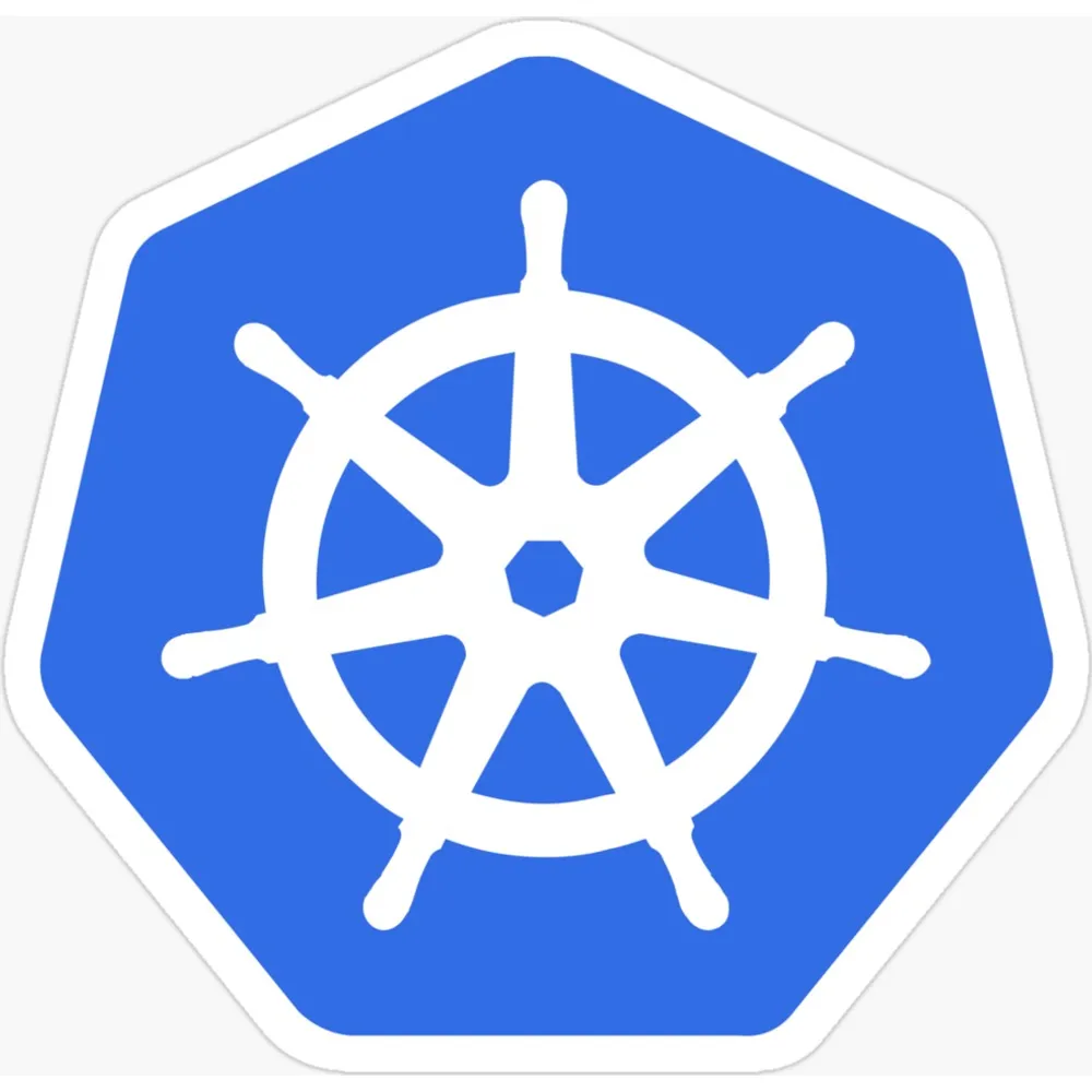 The Kubernetes seven-sided ship helm logo in blue
