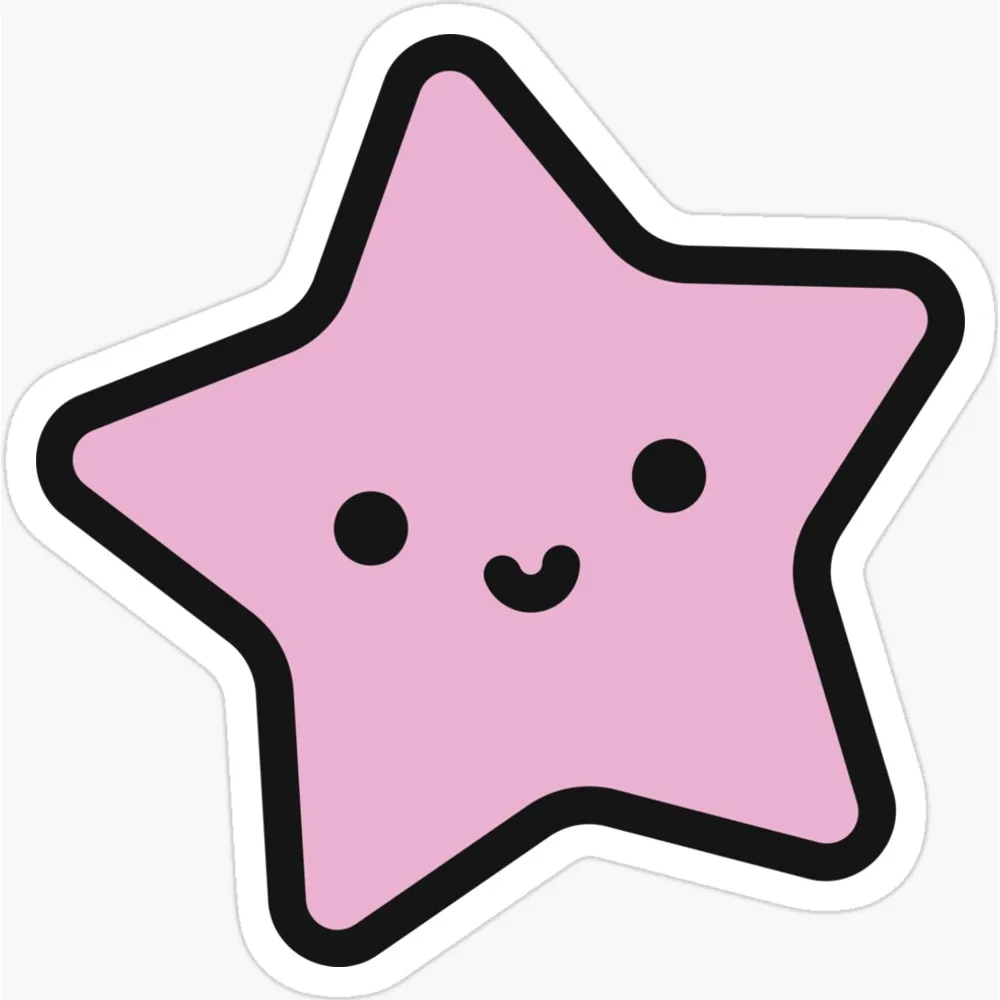 Lucy, the pink star mascot of the Gleam programming language, with a small smile