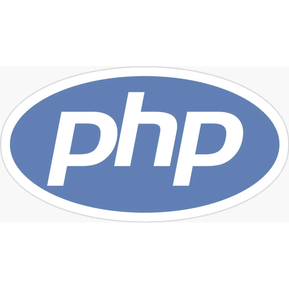 The PHP logo, the letters php in white italics inside a purple ellipse