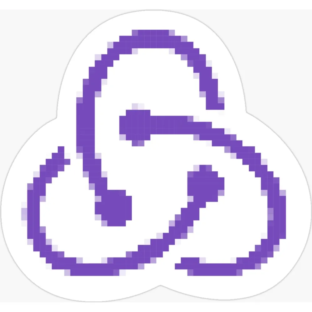 The Redux three-lobed loop logo rendered in purple pixel art
