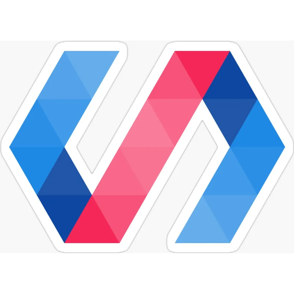 The Polymer logo, a folded ribbon shape in blue and pink facets