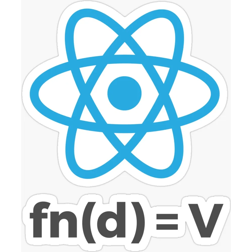 The React atom logo above the equation fn open bracket d close bracket equals V