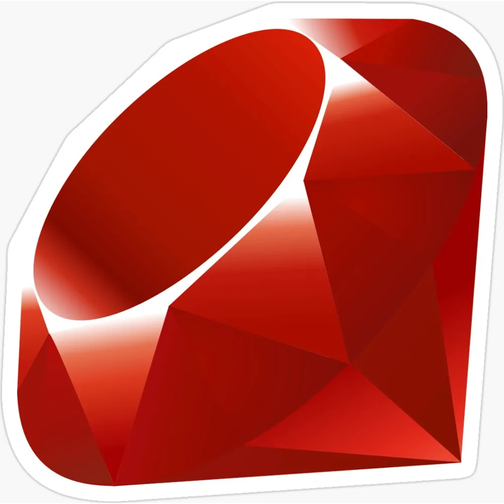 The Ruby programming language logo, a faceted deep red gemstone