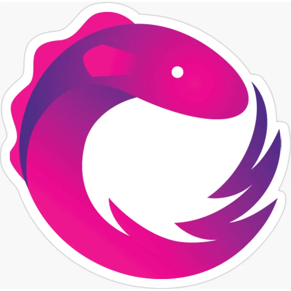 The RxJS logo, a pink and purple dragon curled into a circle