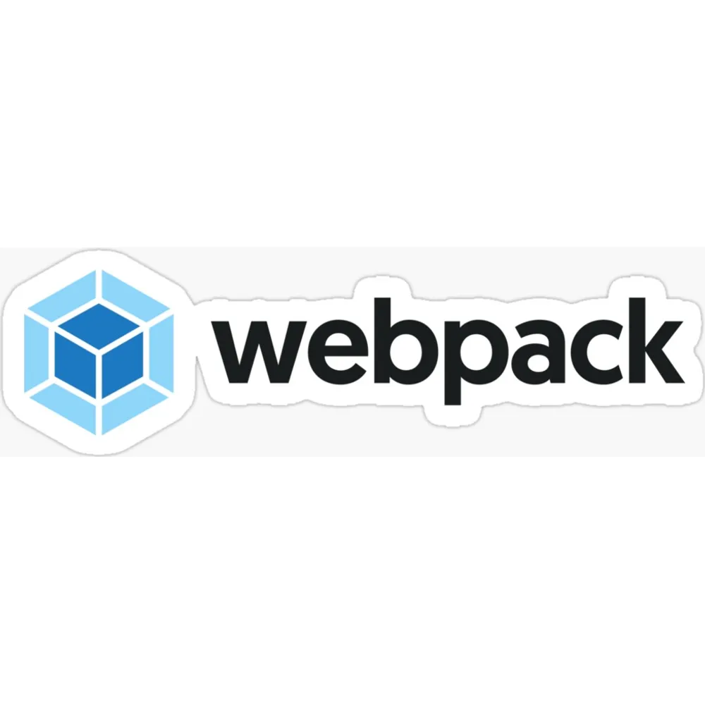 The Webpack logo, a pale blue isometric cube beside the word webpack in black