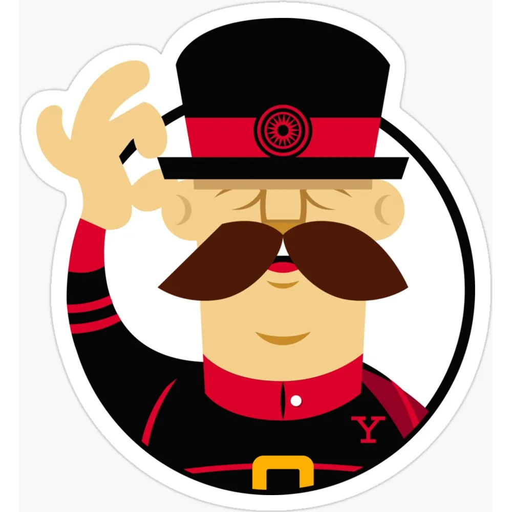 The Yeoman logo, a cartoon Beefeater guard with a moustache tipping his hat